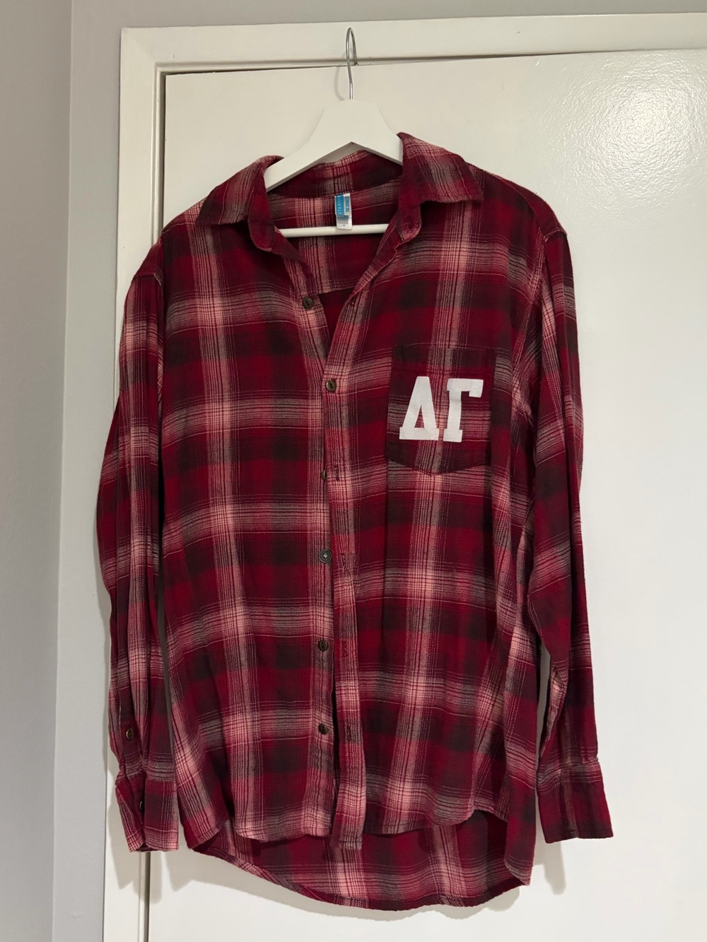 Delta Gamma Red Plaid Flannel Long Sleeve Shirt